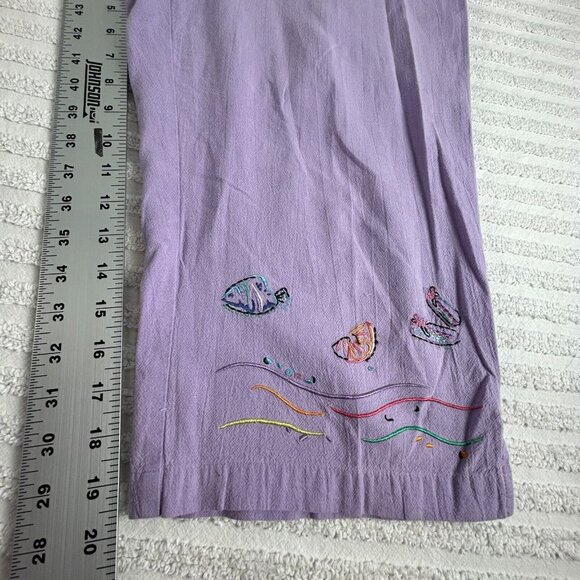 Vintage Koret Hand Printed Button Down Blouse and Pants Set Size Large Purple - Picture 16 of 16